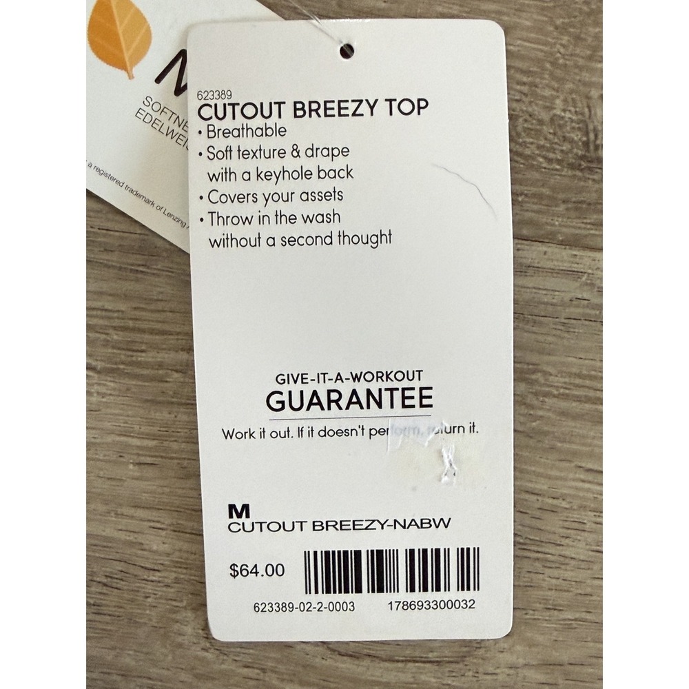 Athleta Cutout Breezy Top Medium Navy White Space Dye Long Sleeve 623389 - Picture 6 of 7